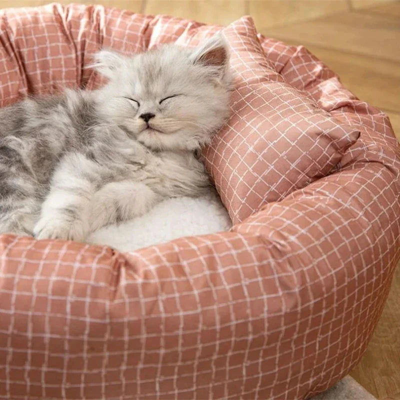 OUZEY Round Pet Cat Bed Comfortable Sleeping Dog Bed Soft Warm Pet Sofa Bed Washable Puppy Kitten Cushion Blankets Pet Products