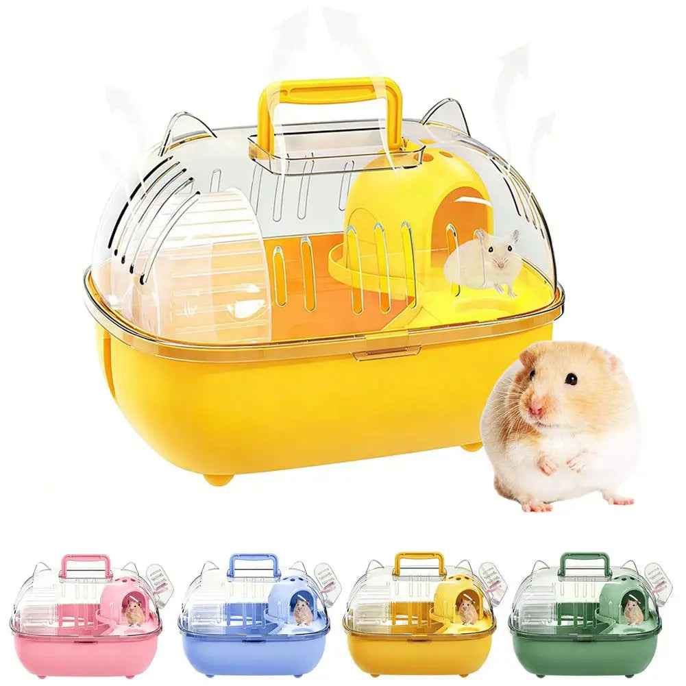 Transparent Hamster Carry Cage Breathable Portable Small Pet Carrier for Hamster Gerbil Outdoor Trip