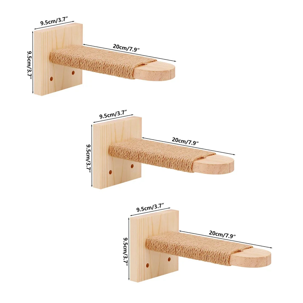Cat Scratching Post Wall Furniture Wood Wall Mounted Kitten Scratcher Tree Tower Toys Thicker Column for Indoor Cats Accessories