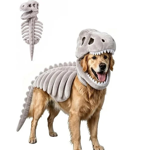 Dinosaur Skeleton Pet Costume Dog Cat Clothes Pink Puppy Clothing Funny Cosplay Outfit Small Dogs Cats Party Supplies