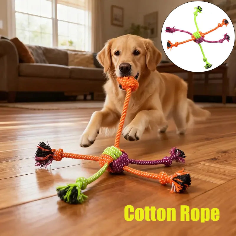 Durable Dog Rope Toy Teeth Cleaning Pet Interactive Chewing Dog Toy Outdoor Training Puppy  Bone Knot Rope Pet Products