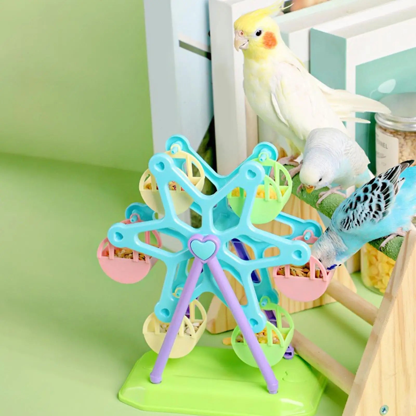 Bird Toys Foraging Wheel Parrot Toy  Snacks Feeder Intelligence Growth Bird Supplies Parrot Ferris Wheel Bird Windmill Foraging