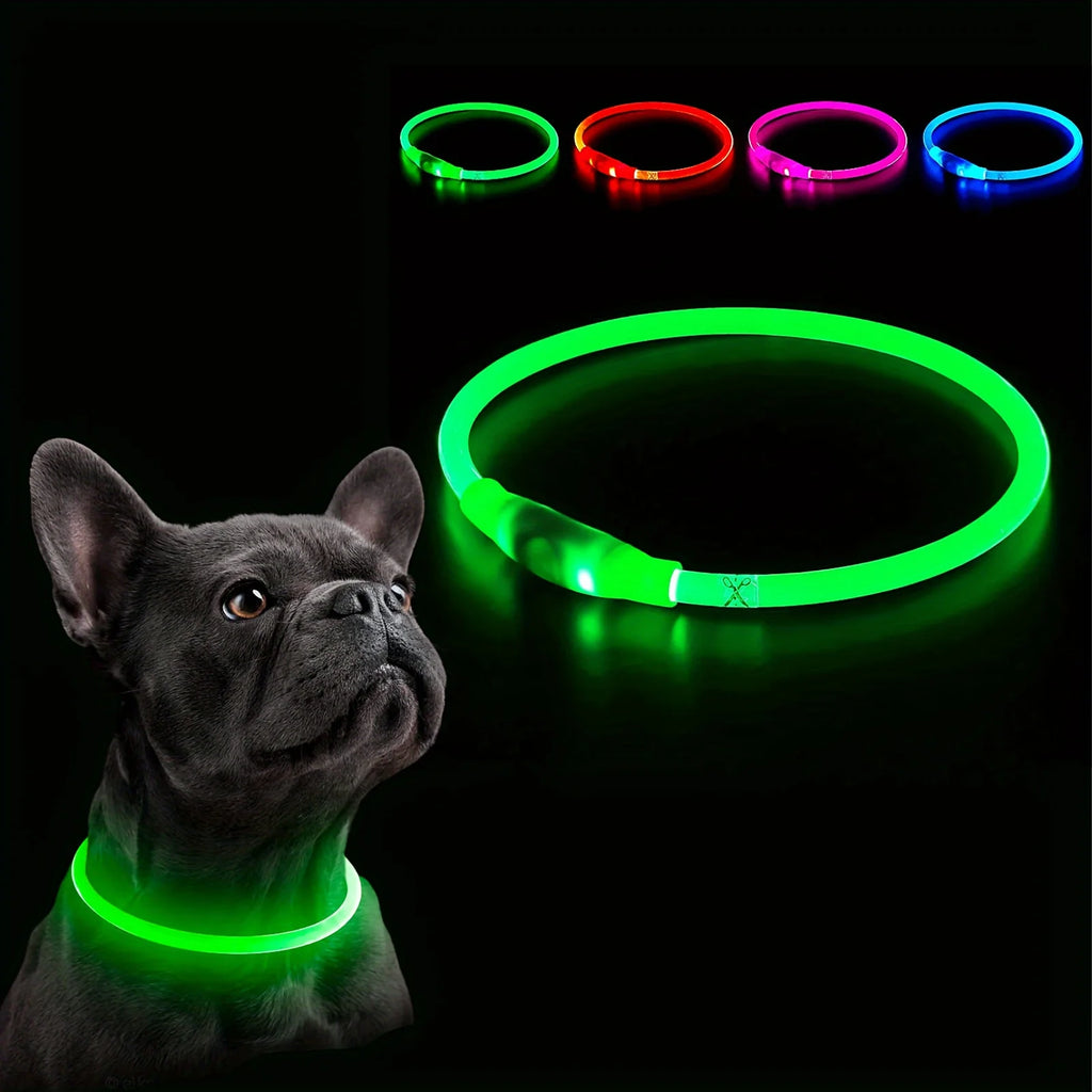 Pet Dog Cat LED Light Collar Luminous Anti-Lost Dog Collar USB Rechargeable Dog Necklace Collar Night Identification Collar