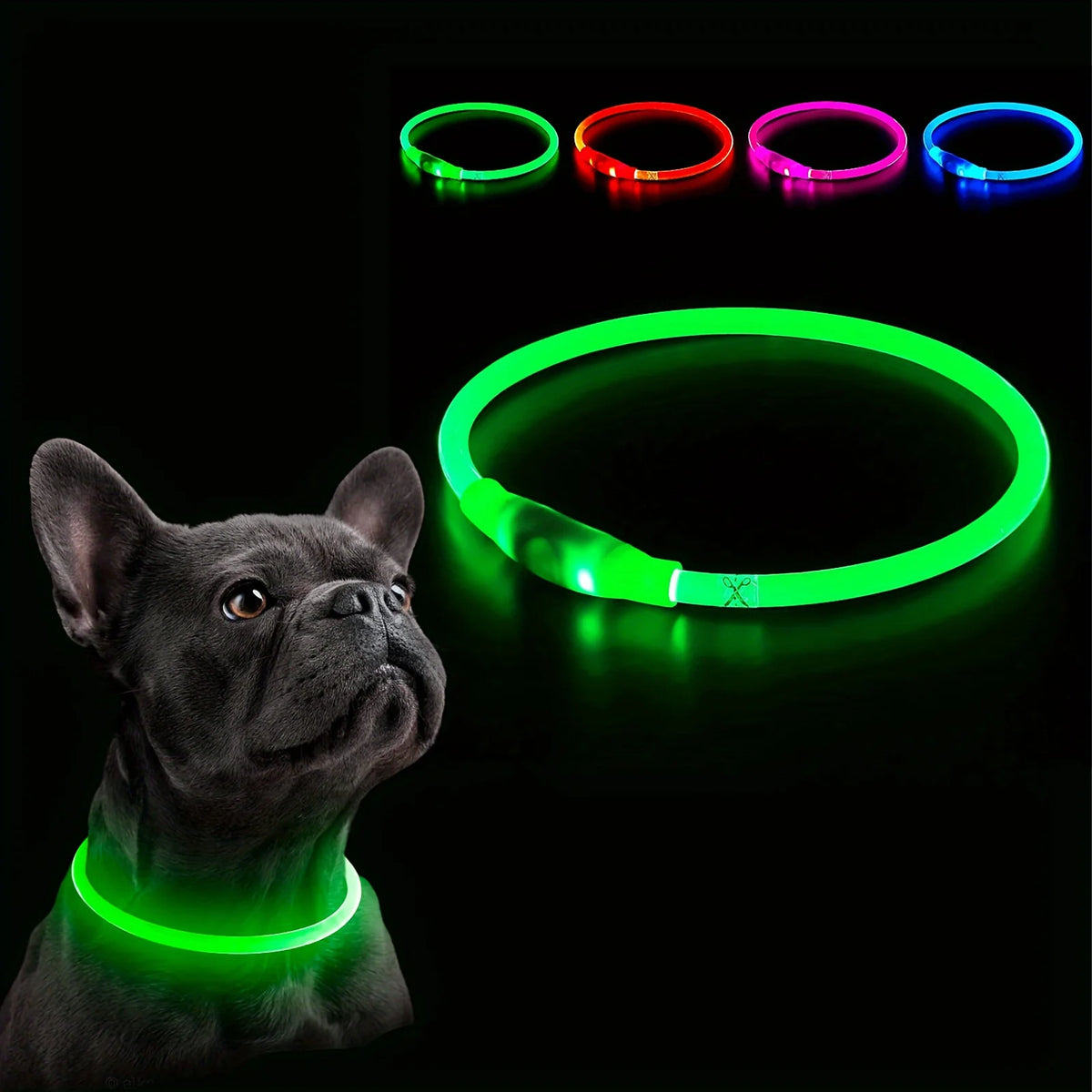 Pet Dog Cat LED Light Collar Luminous Anti-Lost Dog Collar USB Rechargeable Dog Necklace Collar Night Identification Collar