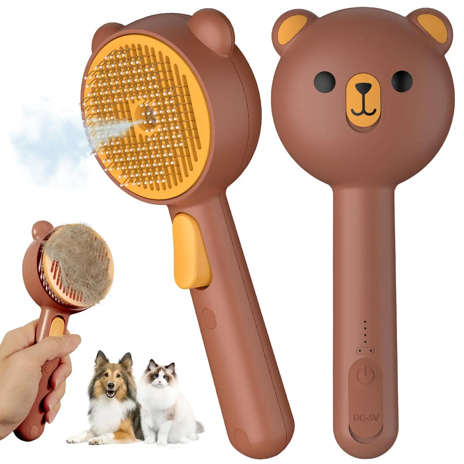 Steam Cat Brush Pro Waterproof Rechargeable Self-Cleaning Pet Grooming Hair Care Tools with Spray, Floaters Hair Removal for Dog