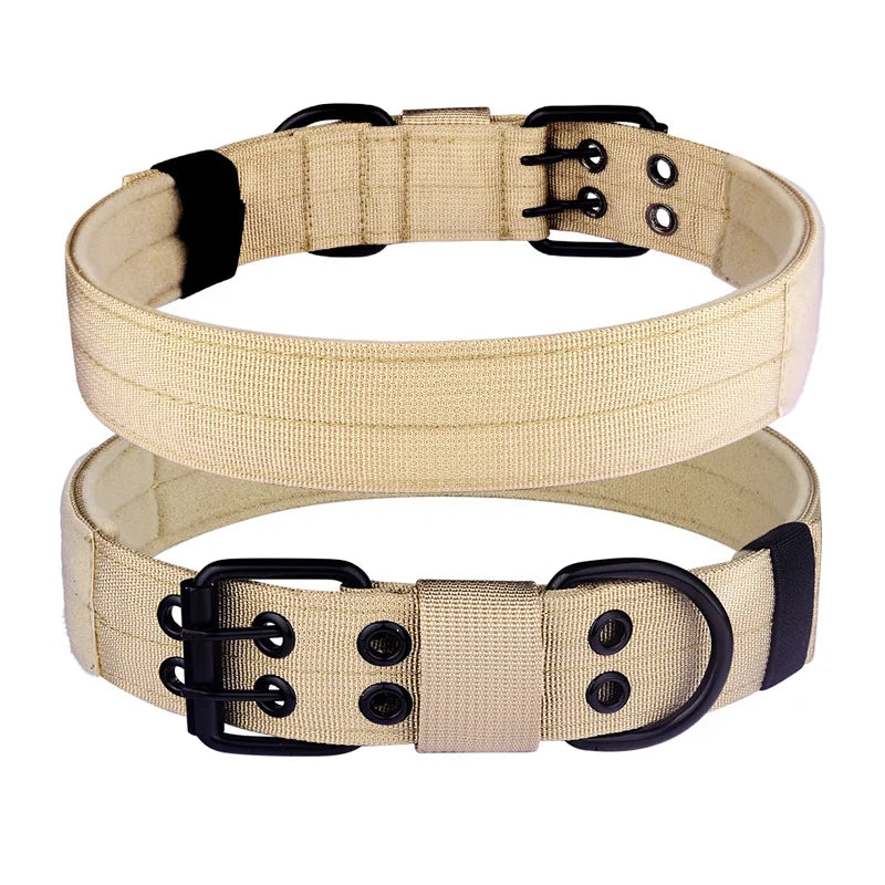 Tactical Dog Collar, Heavy Duty Nylon Dog Collar with Double Buckle, Adjustable Military Dog Collar for Medium Large Dogs