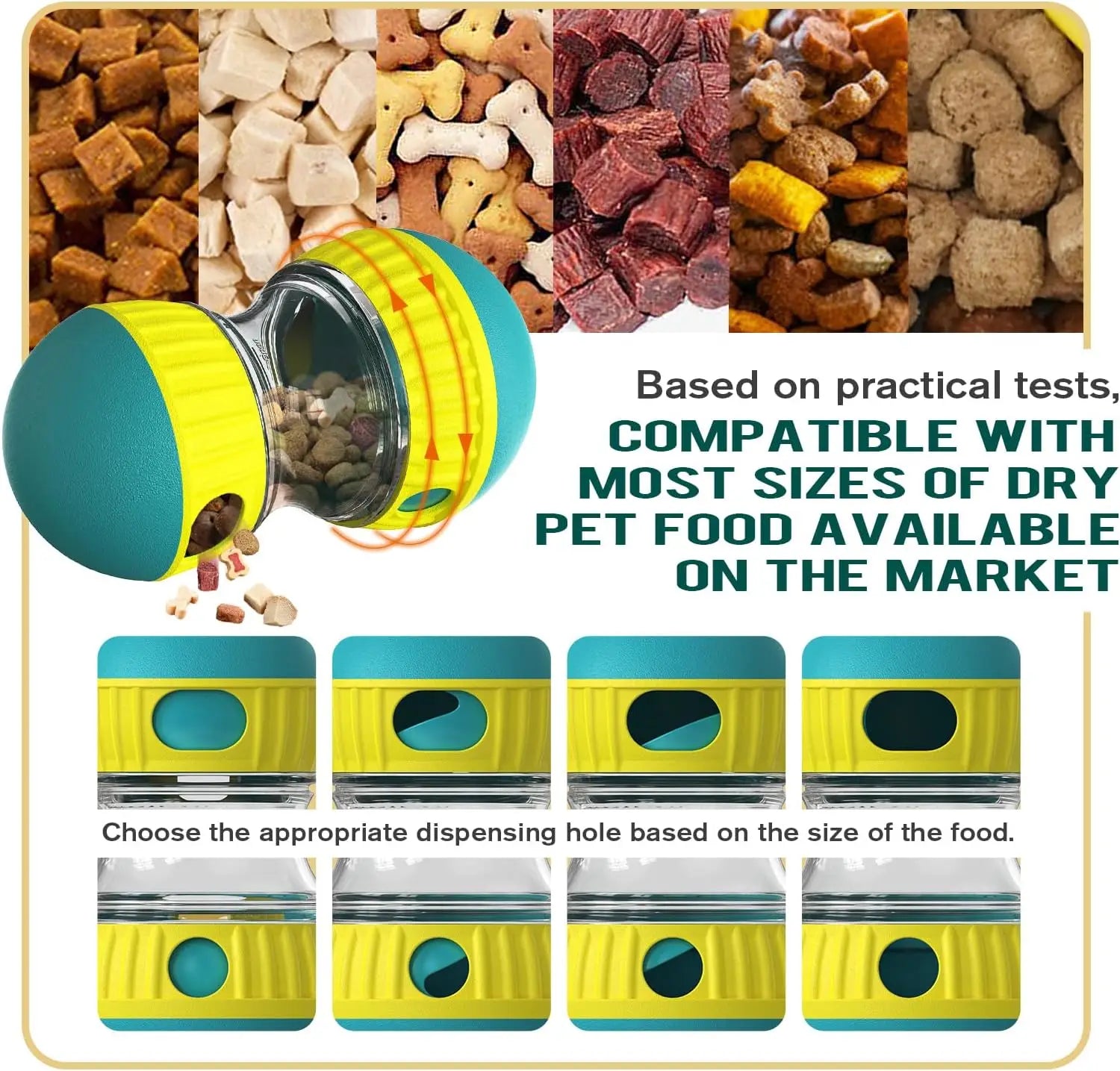 Dog Puzzle Toy Adjustable Treat Dispensing Ball Food Tough Slow Feeder Pet Interactive Chase Toys for Dogs to Keep Them Busy