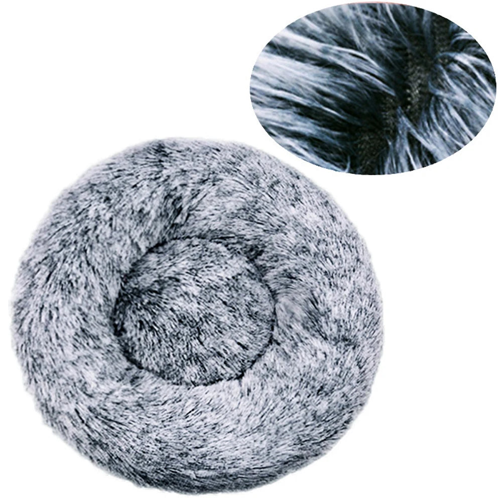 Round Pet Bed for Large Dog Bed Donut Long Plush Cat Bed for Medium Dog House Winter Warm Sleeping Pet Kennel Removable Dog Sofa