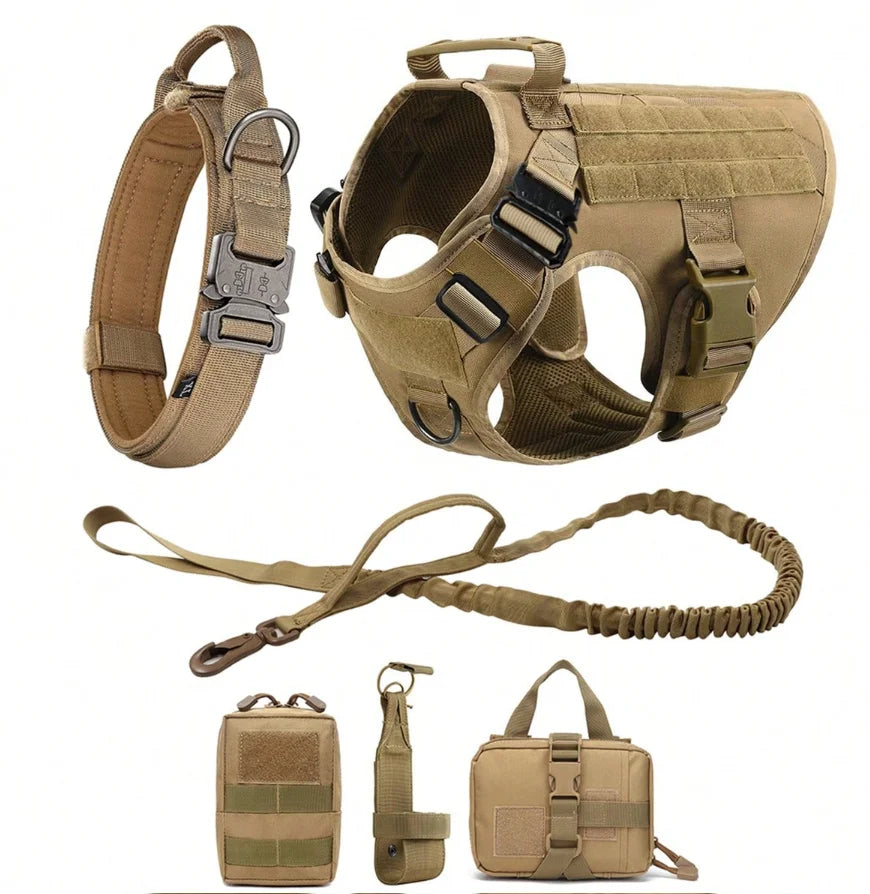 Large Dog Collar Dog Harness And Leash Set Pet Vest Tactical German Shepherd Harnesses For Small Dogs