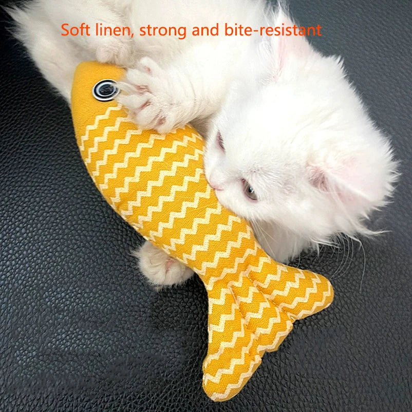Cat toy self high boredom resistant bite clean teeth linen fish grinding teeth fun cat toy cat simulation fish toy pet supplies