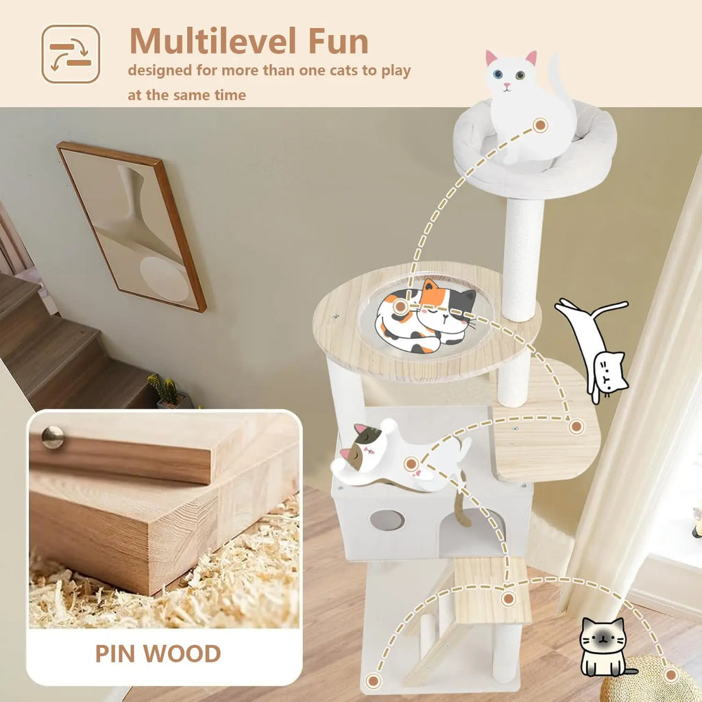 Multi-level cat climbing frames, indoor cat towers, cat beds, scratching posts, and ladders—sturdy and durable cat furniture