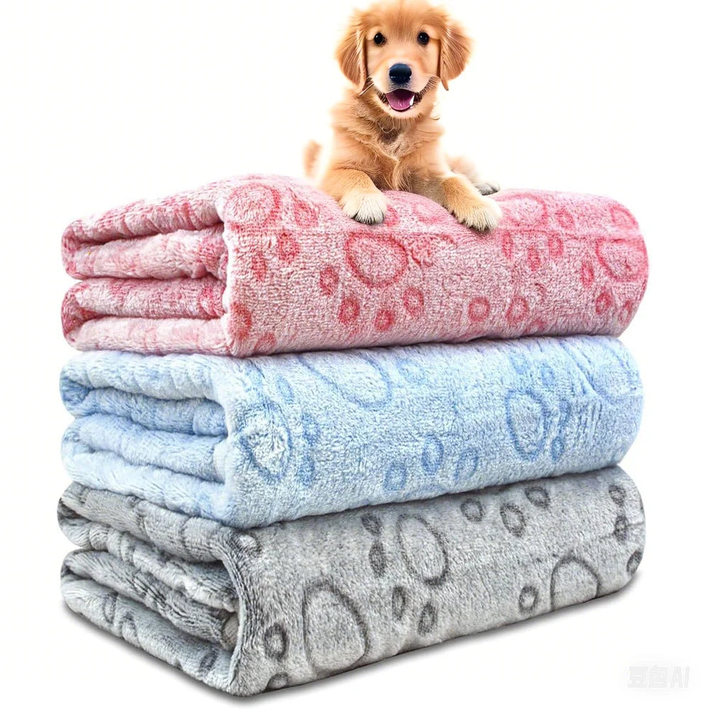 Ultra-Soft Paw Print Dog Blanket | Cozy & Washable Pet Pad