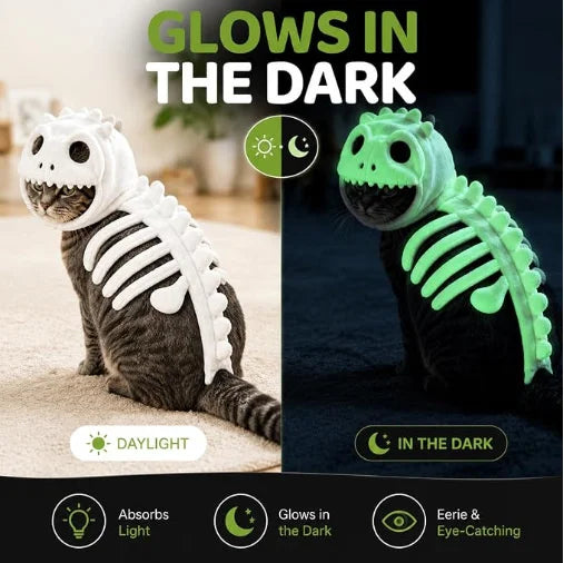 Dinosaur Skeleton Pet Costume Dog Cat Clothes Pink Puppy Clothing Funny Cosplay Outfit Small Dogs Cats Party Supplies
