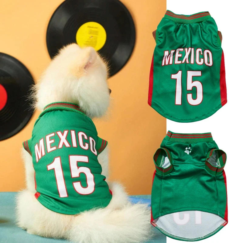 2026 Soccer Cat Dog Football Breathable Mesh Jersey Puppy Dog Jersey Basketball T-Shirts Summer Pet Clothes Quick Dry Vest