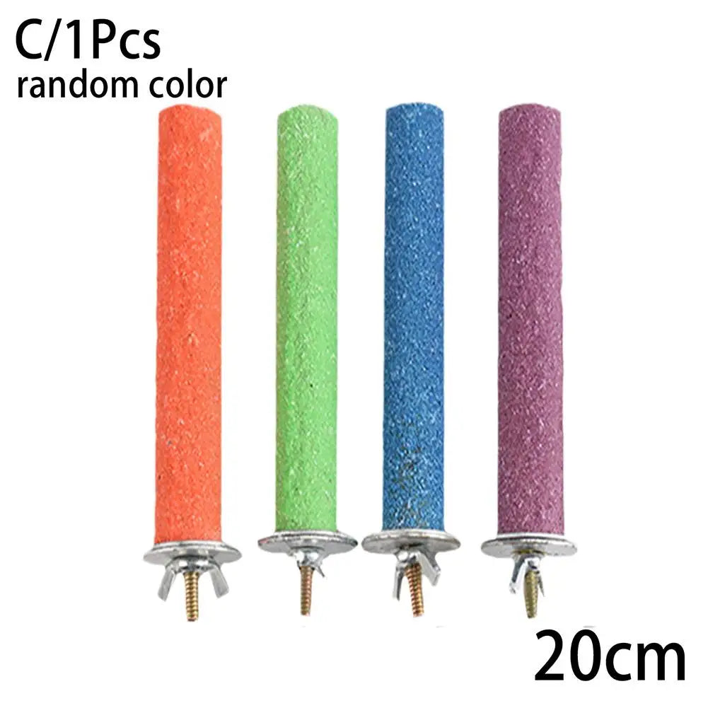 New High-end 1pc Bird Perch Stand Wooden Rough Birds Paw Grinding Perch Standing Parrot Toy Pet Supplies Random Color Tool