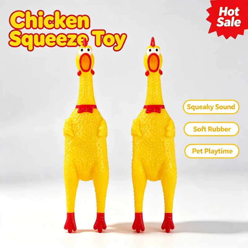 2 Pcs Screaming Chicken Dog Toy Latex Squeaky Chew Toy Bite Resistant Molar Interactive Training Pet Vent Toy