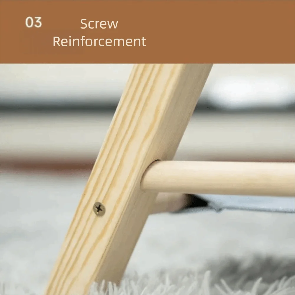 Solid Wood Cat Swing Thickened Wood Stable Design Hanging Bed Comfortable Cradle Elevated Frame Cat Hammock Indoor Use