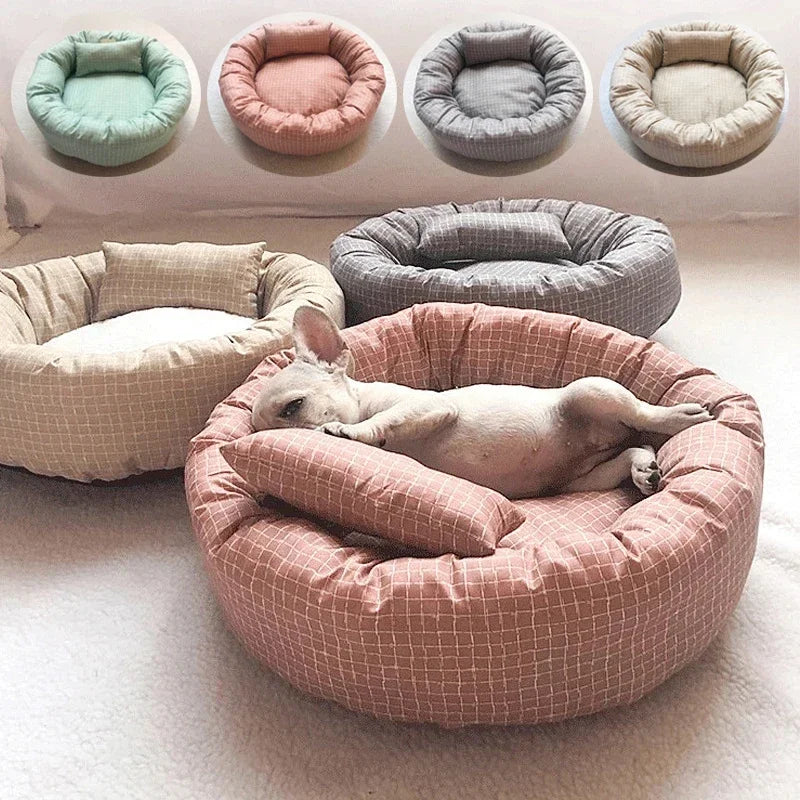 OUZEY Round Pet Cat Bed Comfortable Sleeping Dog Bed Soft Warm Pet Sofa Bed Washable Puppy Kitten Cushion Blankets Pet Products