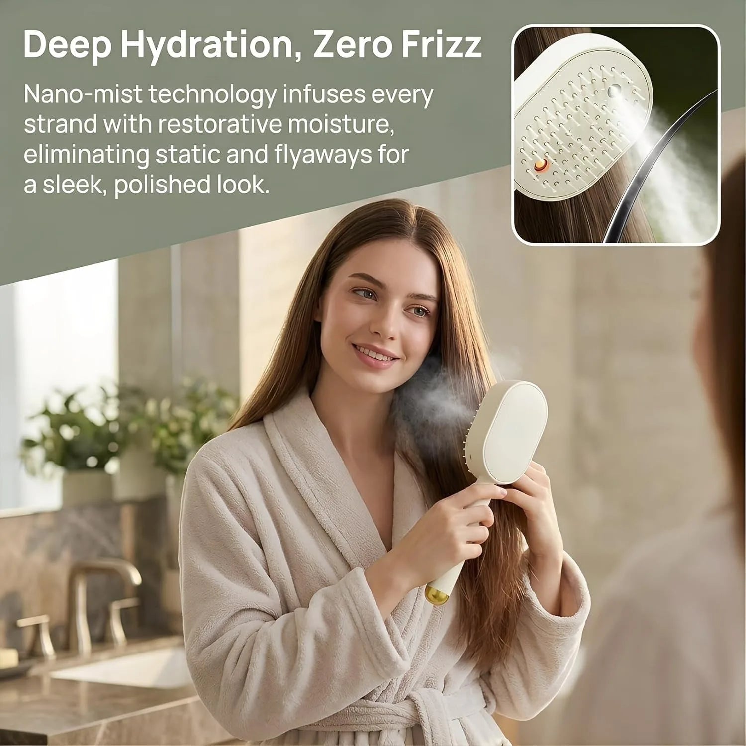 Electric Steam Hair Brush Comb & Mist Function Simultaneously Stronger Ion Technology Less Breakage No Residue for Beautiful Hai