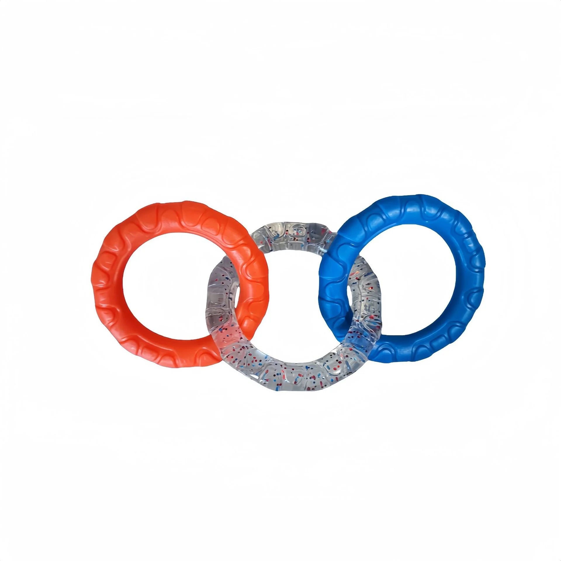 Interactive 3-Ring Dog Tug Chew Toy TPR Tough Teeth Cleaning Play Toy Anti-bite Training Pet Toys For Puppy Medium Large Dogs