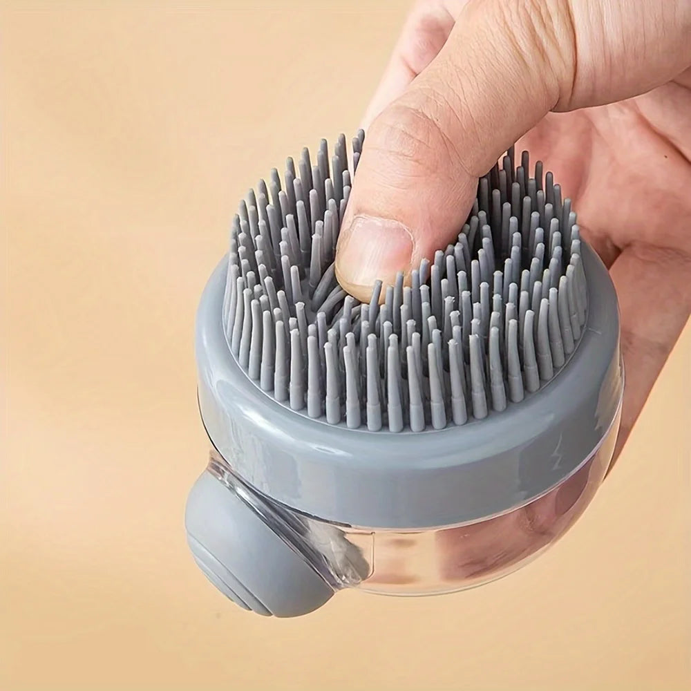 Dog Bath Brush with Soap Dispenser Silicone Bristle Pet Grooming Massage Shampoo Dog Brush Haired Dogs Cats Plastic Bathing Tool