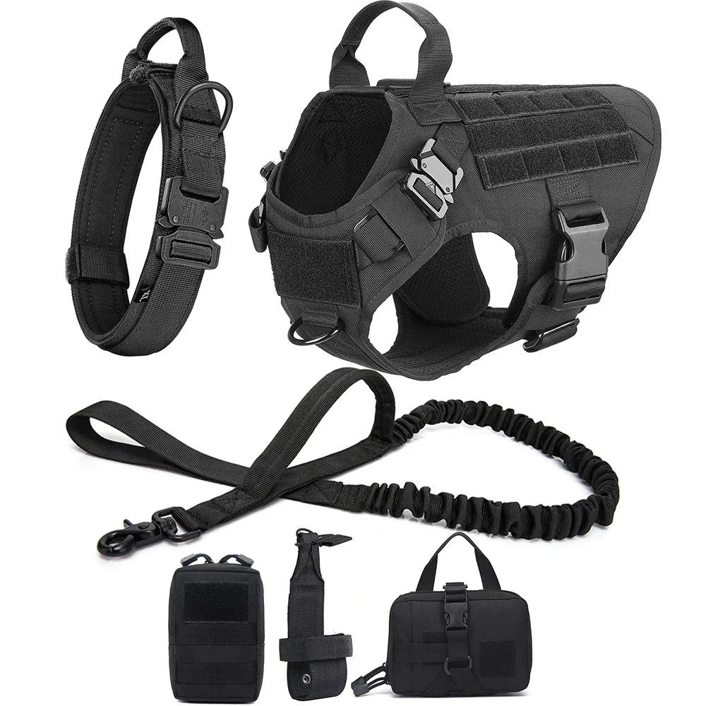 Large Dog Collar Dog Harness And Leash Set Pet Vest Tactical German Shepherd Harnesses For Small Dogs