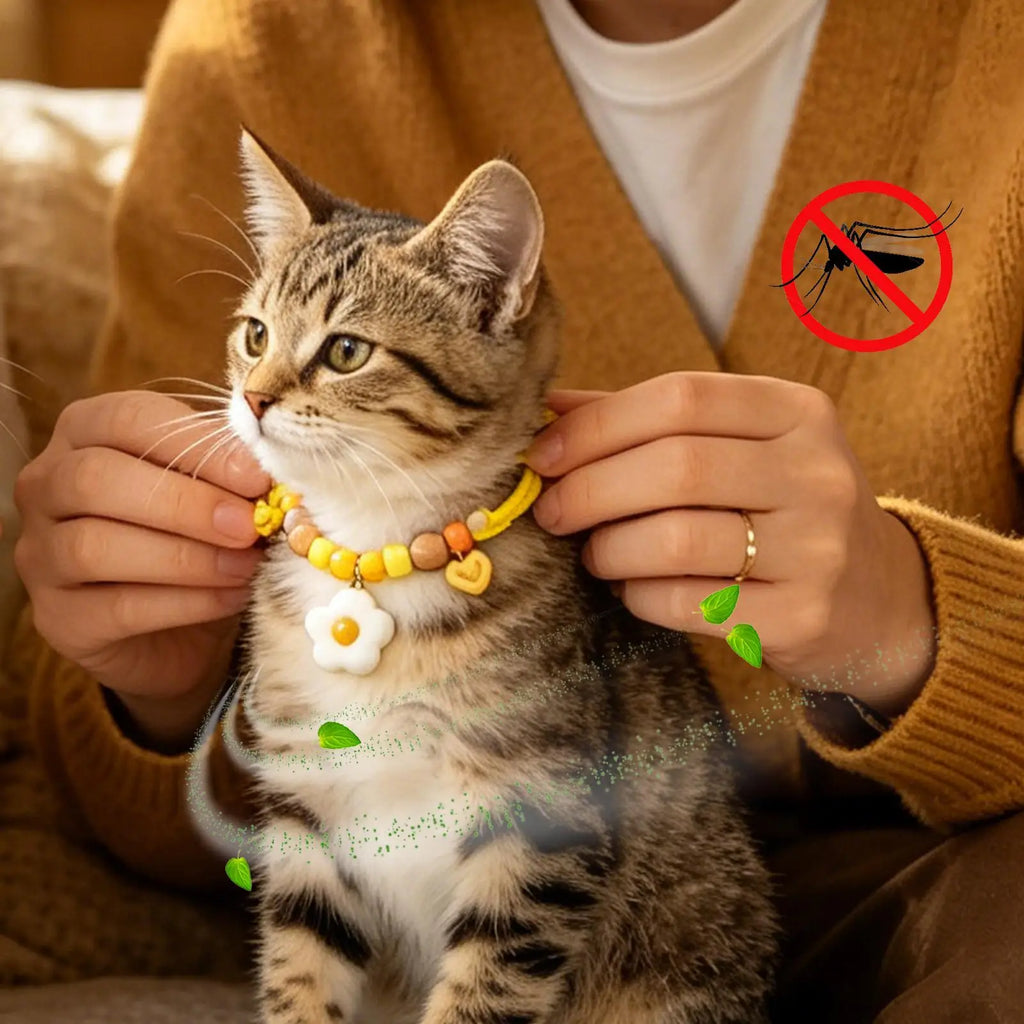 Cat Dog Flea Collar Natural Wood Adjustable Safe Buckle Macaron Color Fly Repellent Puppy Kitten Tick Control Summer Daily Care