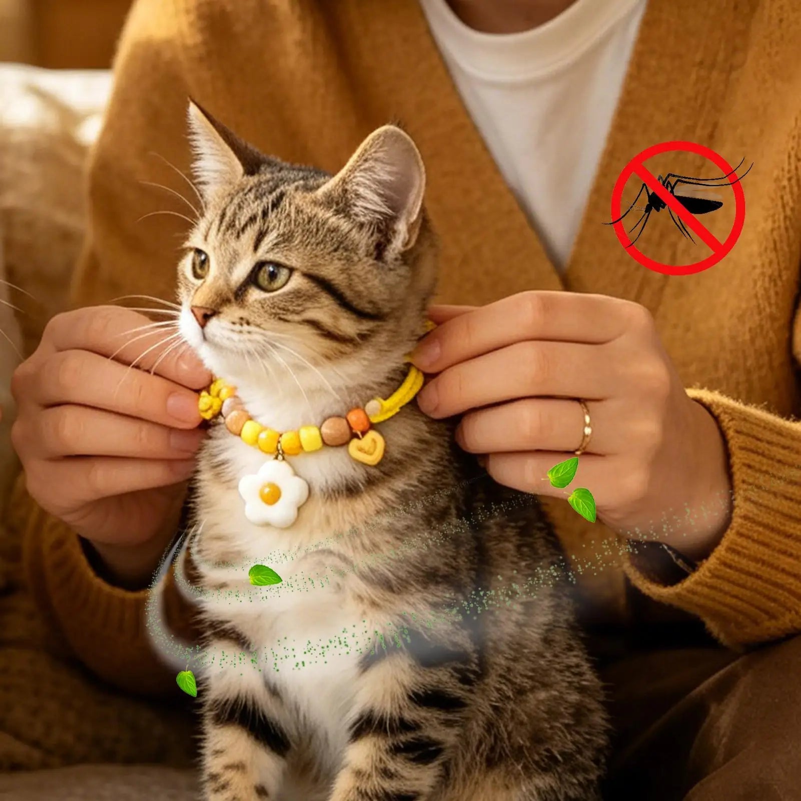 Cat Dog Flea Collar Natural Wood Adjustable Safe Buckle Macaron Color Fly Repellent Puppy Kitten Tick Control Summer Daily Care