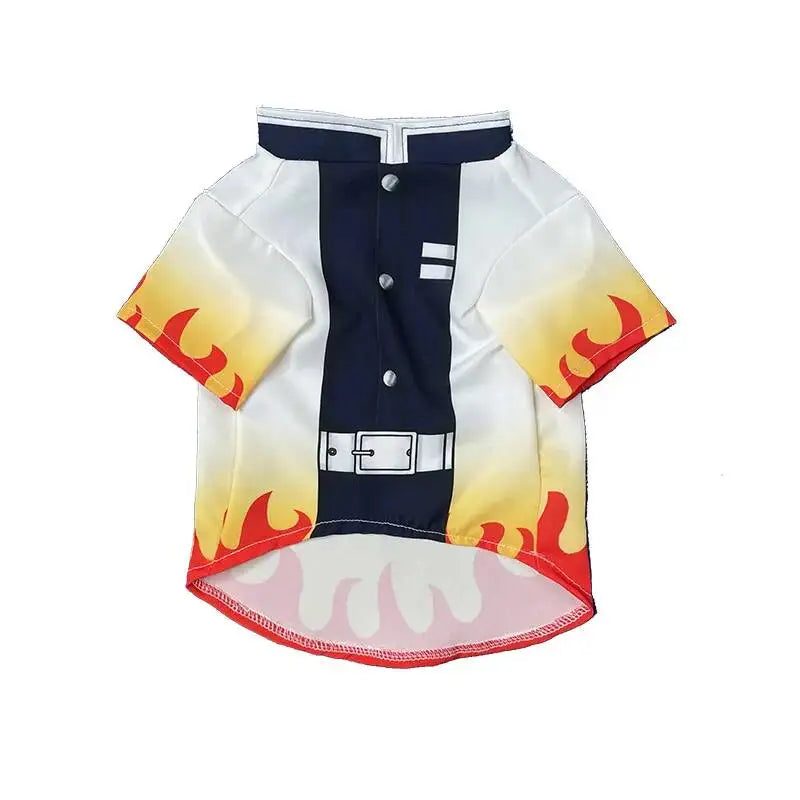 Halloween Pets Cosplay Rengoku Kyoujurou Pet Cosplay Photography Rengoku Kyoujurou Cat Clothes Dog Ghost Killing Team Pets
