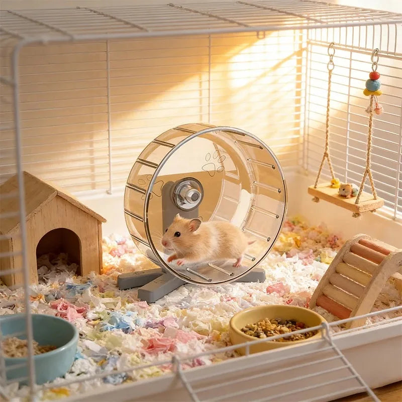 Hamster Exercise Wheel with Stand Large Running Wheel for Syrian Hamsters & Gerbils Pet Toy Cage Accessory