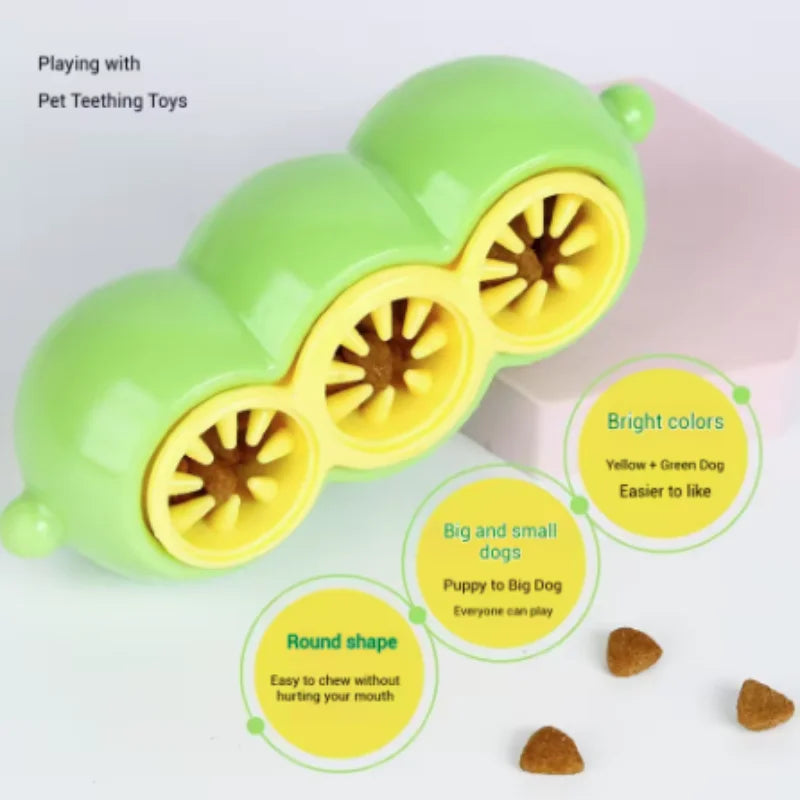 New Dog Treat Dispensing Toy Pea Shaped Puzzle Slow Feeder for IQ Training Mental Stimulating Pet Toy for Large Medium Small Dog