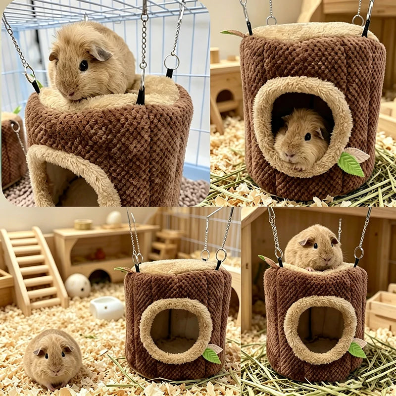 Small Animals Pet House Hamster Tree Stump Shape Hammock Supplies Rodent Hammock Hamster Bed Rats Accessories XCW06