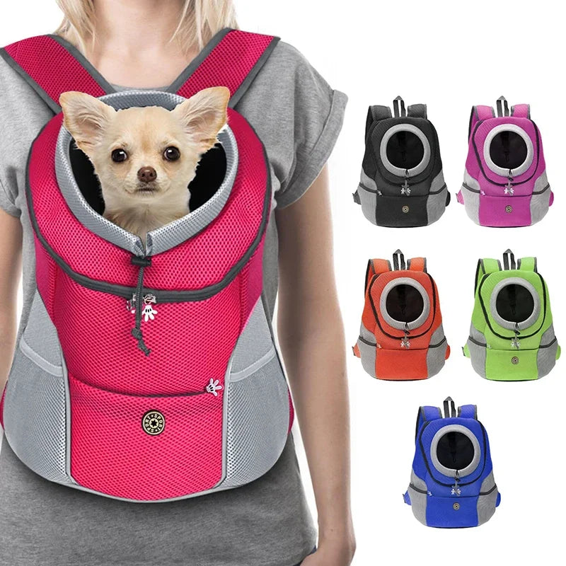 New Dog Pet Backpack Carrier Travel Bag Front Pack Breathable Adjustable with Safety Reflective Strips for Hiking Outdoor Cats