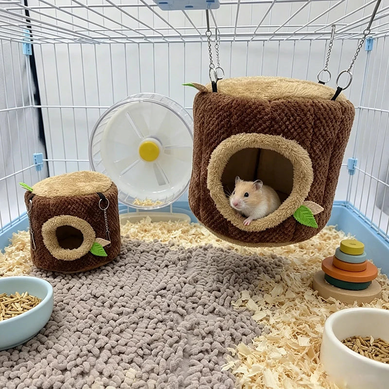 Small Animals Pet House Hamster Tree Stump Shape Hammock Supplies Rodent Hammock Hamster Bed Rats Accessories XCW06