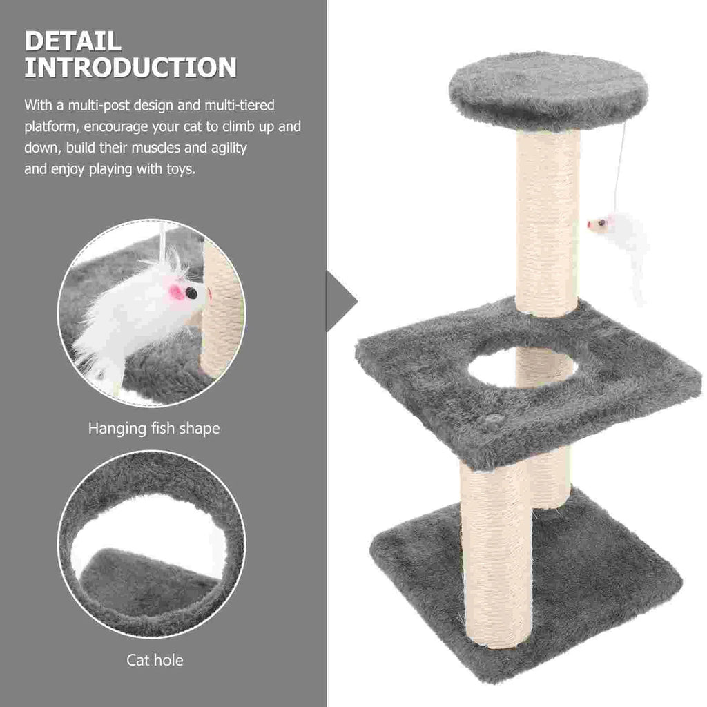 Cat Tree Towers Climbing Frame Trees One-piece & Wear-resistant Scratching Pole Light Grey Comfortable Kitten Scratcher Pet