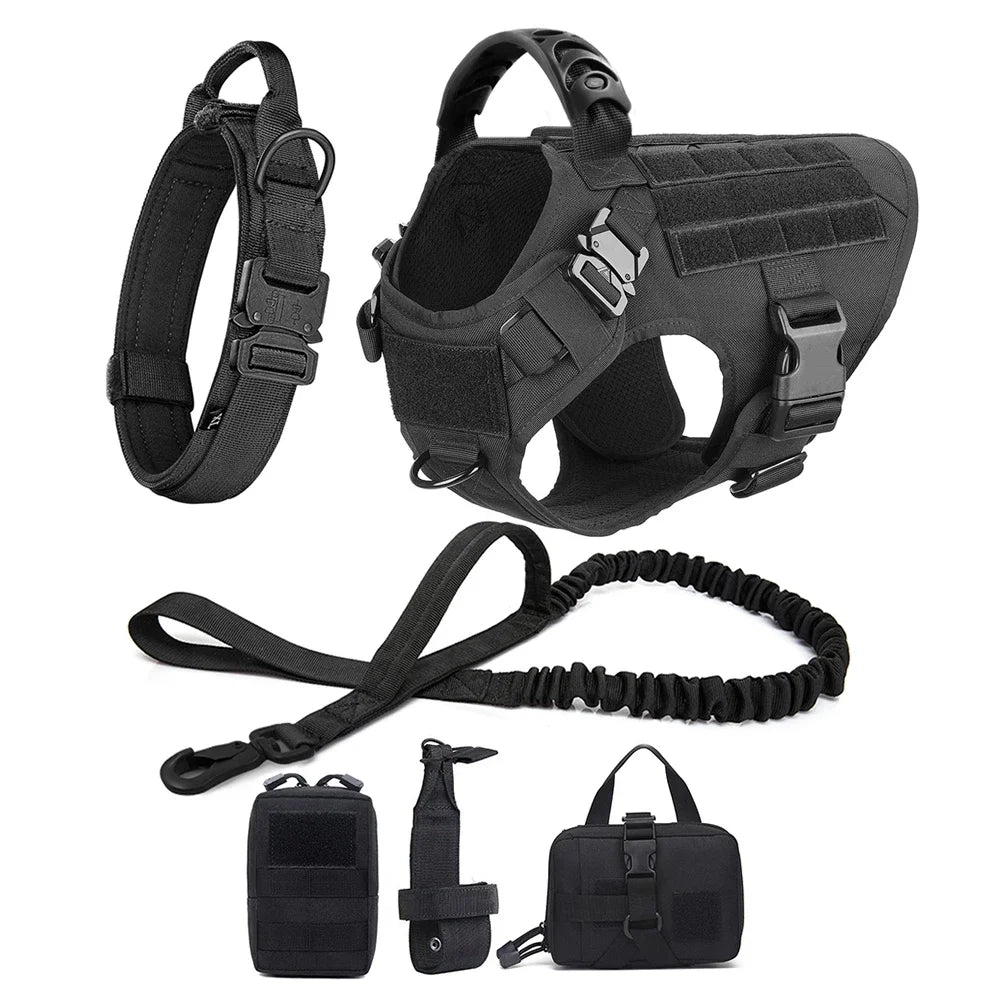 Large Dog Harness Collar Leash Bags Pet German Shepherd Training Walking Vest Dog Harnesses For Medium Large Dogs Accessories