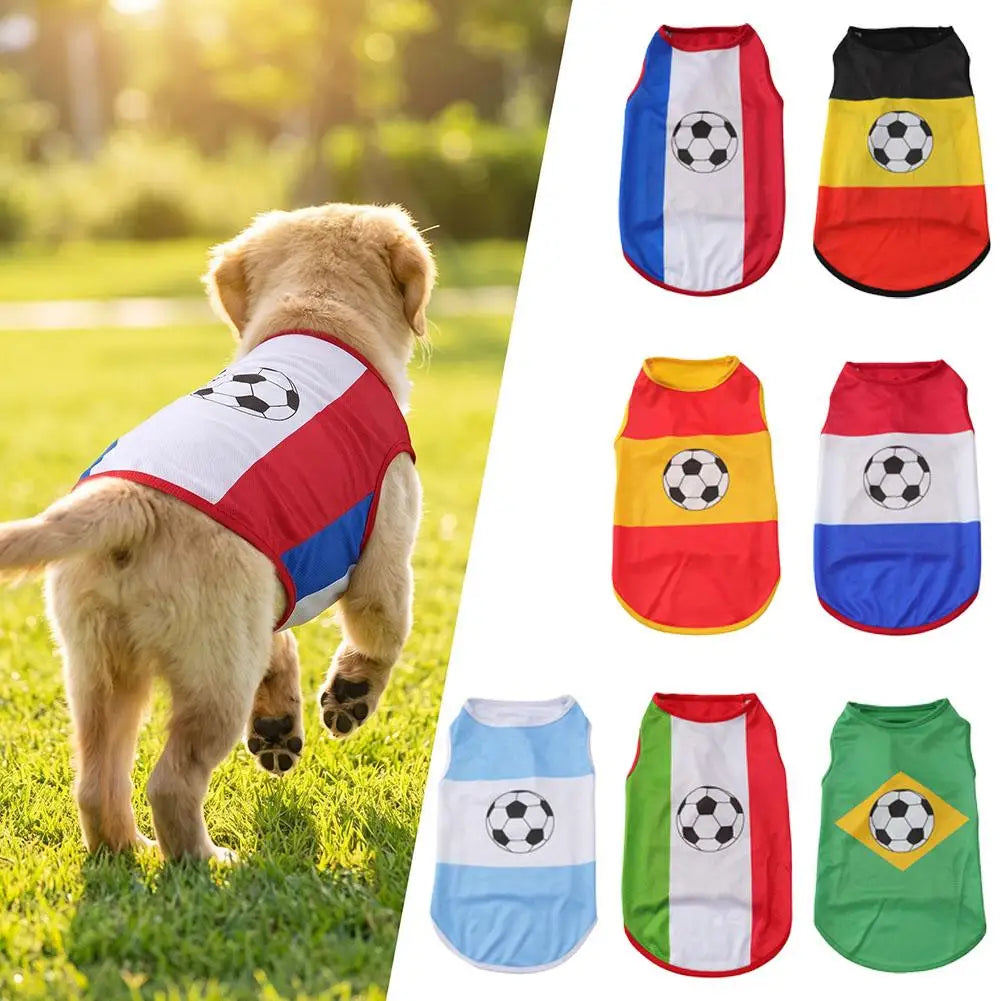 Pet Dog Clothes Football Jersey Dog Shirt Outfit National Flag Design Breathable Mesh Dog Vest for Small Medium Dogs Summer