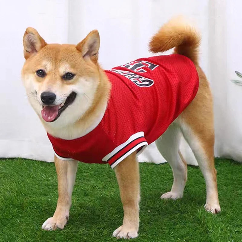 Summer Pet Clothing Medium Large Dogs Sunscreen Clothes Bulls team Jerseys Vest Mesh Breathable Thin T-shirt Casual Dog Outfits