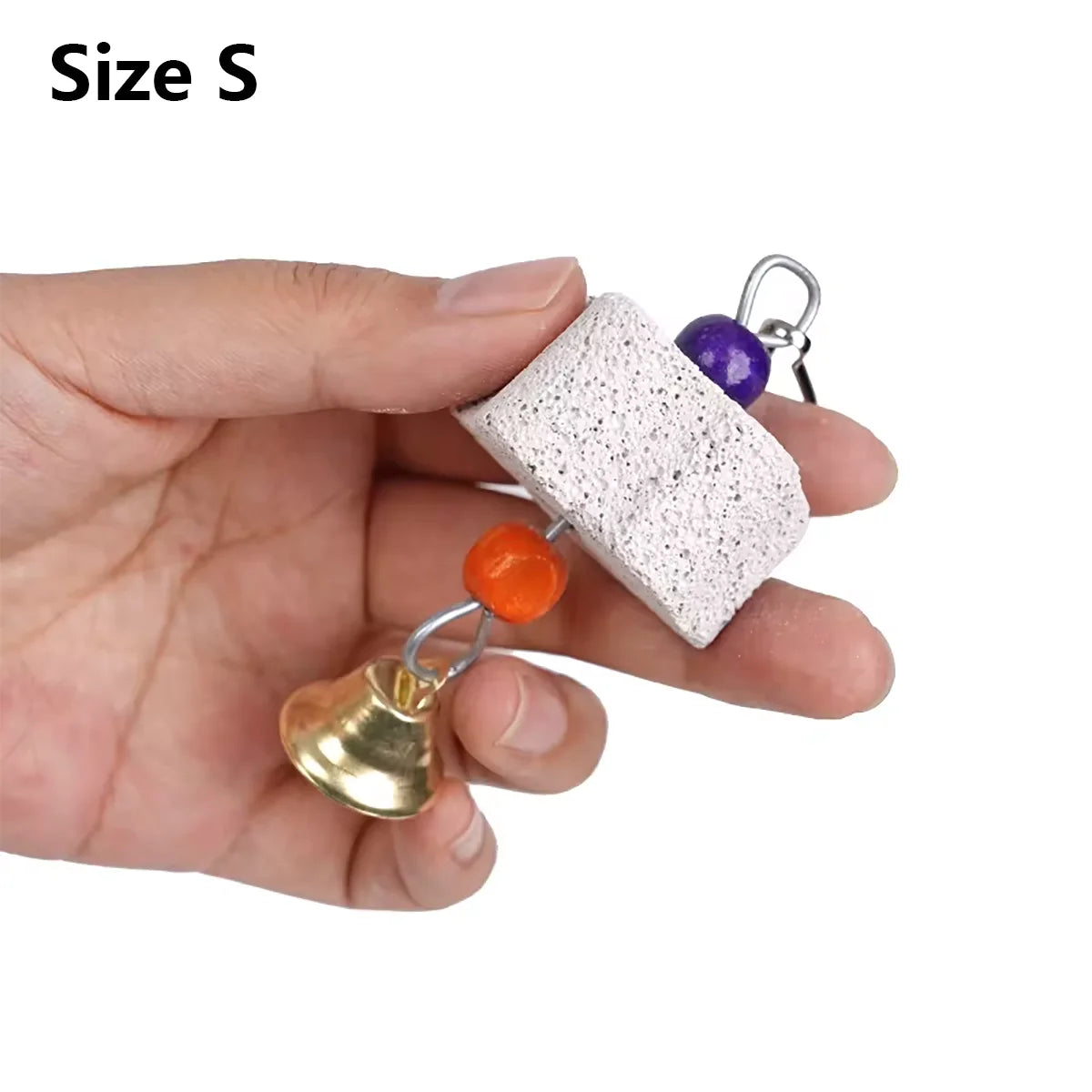 1 Piece of Multi-Color Parrot Beak Grinding Calcium Stone Cage Toy with Bell, Flower Shaped Hanging Chew Toy