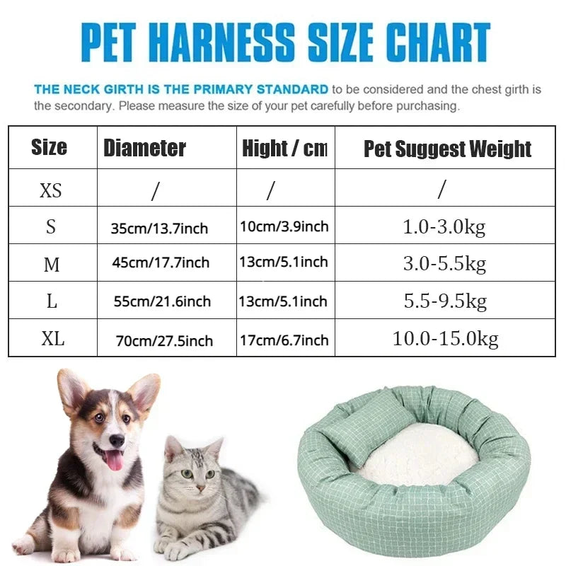 Round Pet Beds for Dogs Cats Soft Cloth Pet Mat with Pillow Animals Sleeping Cushions Sofa Puppy Small Cat House Dog Accessoires