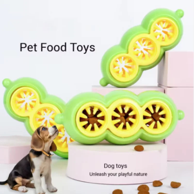 New Dog Treat Dispensing Toy Pea Shaped Puzzle Slow Feeder for IQ Training Mental Stimulating Pet Toy for Large Medium Small Dog