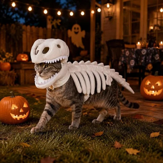 Dinosaur Skeleton Pet Costume Dog Cat Clothes Pink Puppy Clothing Funny Cosplay Outfit Small Dogs Cats Party Supplies