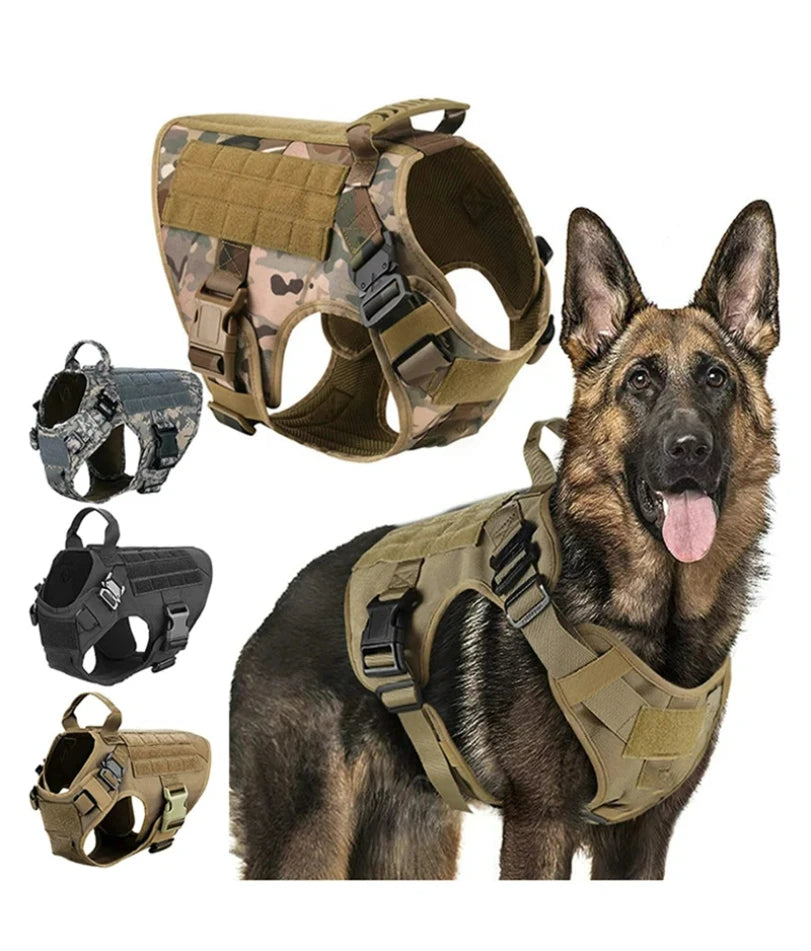 Tactical Dog Harness Military Training  Padded Quick Release Vest Pet Training Dog Harness For Set Small Medium Large Dogs