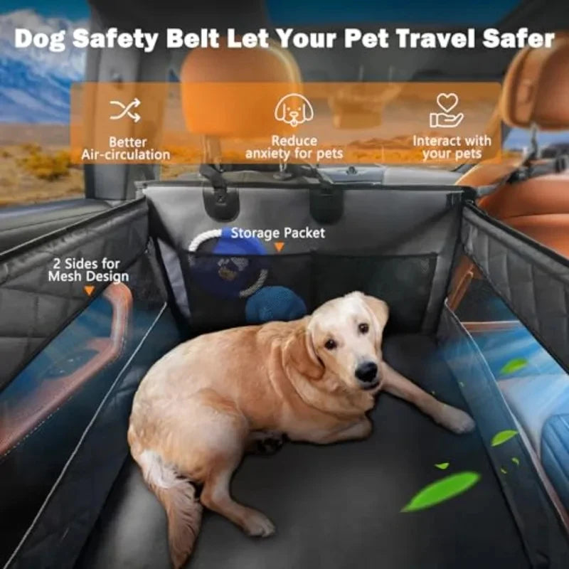 Waterproof Dog Car Seat Hammock for Medium Large Dogs Back Seat Extender Pet Carseat Universal Fit with Non-Slip Suction Cups