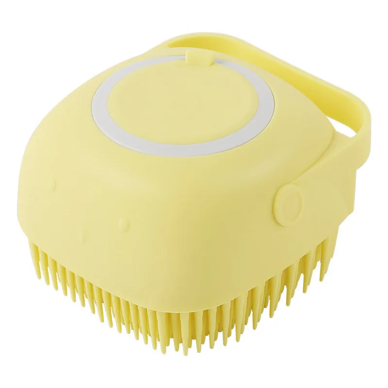 Dog Bathing Brush Pet Massage Brush Shampoo Dispenser Soft Silicone Brush Rubber Bristle for Dogs and Cats Shower Grooming Tool