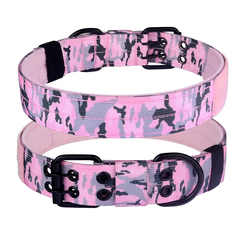 Tactical Dog Collar, Heavy Duty Nylon Dog Collar with Double Buckle, Adjustable Military Dog Collar for Medium Large Dogs