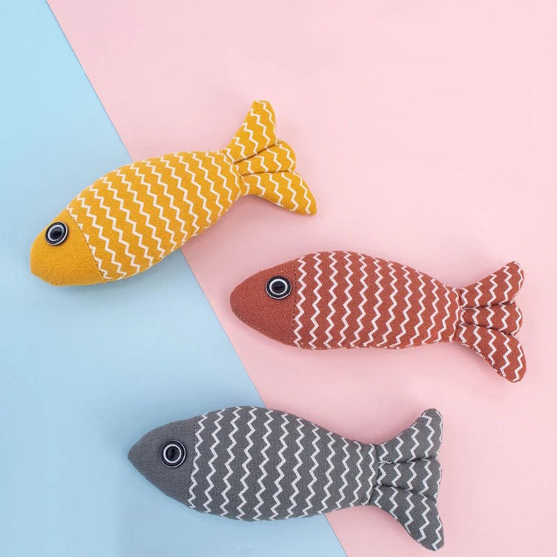 Cat toy self high boredom resistant bite clean teeth linen fish grinding teeth fun cat toy cat simulation fish toy pet supplies